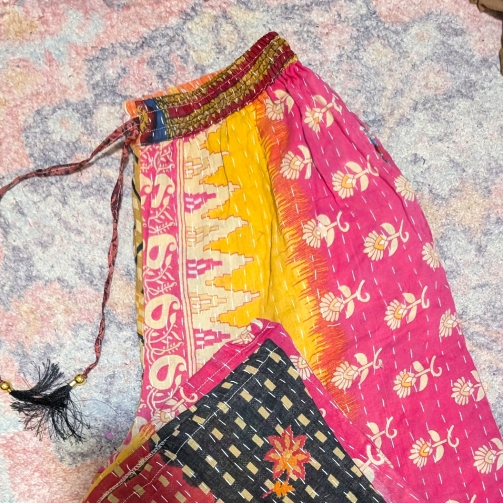 Plus Size Kantha Wide Leg Patchwork Pants - Picture 9 of 9